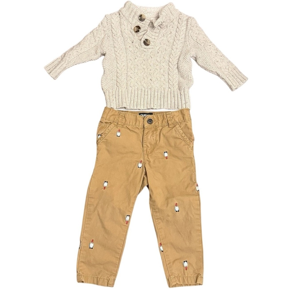 OshKosh Gnome Pants 12–18M + Cat & Jack Sweater 12M Boys Outfit Bundle‎